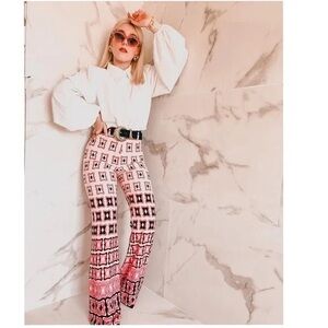New Geometric Pink Black Pants S